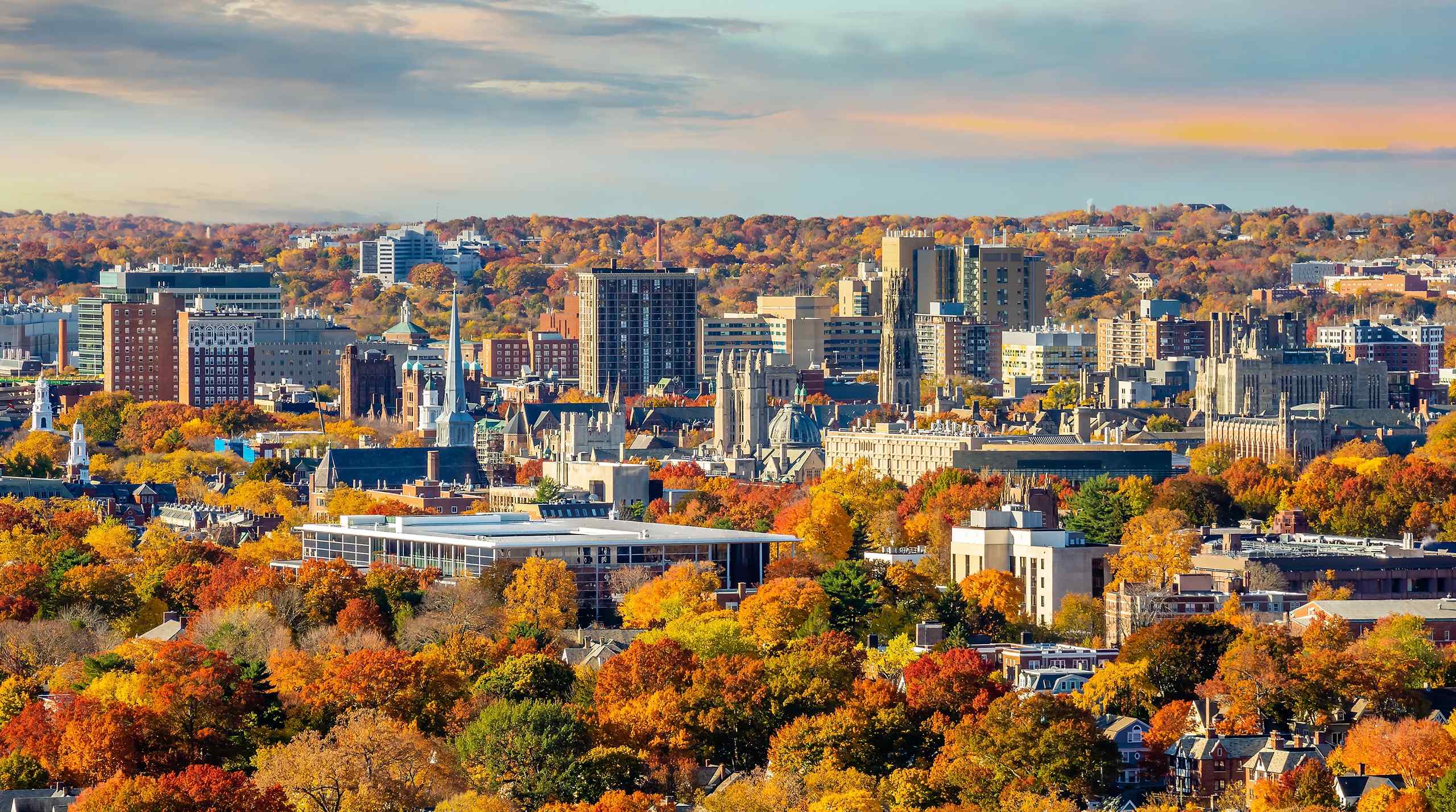 An arial view of New Haven, Connecticut.